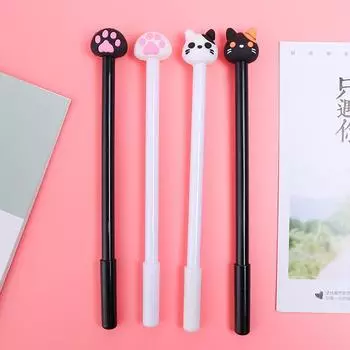 Креативная ручка Cat Head Cat Claw Neutral Pen Черная ручка для воды Ручка для подписи студента 1 PC белый