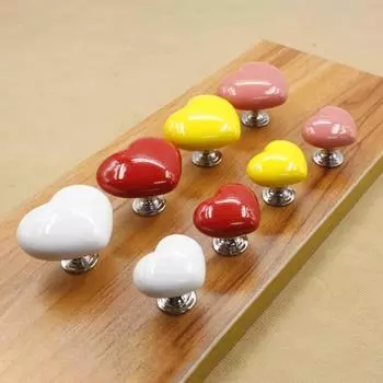 Креативная ручка ящика в форме сердца, износостойкие мебельные аксессуары, прочные милые керамические ручки для шкафа Small белый