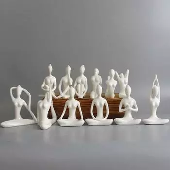 Креативная ручная работа, обтекаемая керамическая буддийская статуэтка для занятий йогой в сидячем положении для гостиной 6