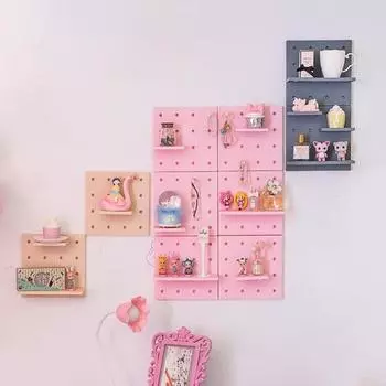 Креативная съемная стойка для хранения ПП настенная декоративная доска своими руками с отверстиями полка для хранения для ванной комнаты спальни кухни розовый