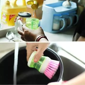 Креативная щетка для мытья посуды с жидким мылом, кухонная щетка, случайный цвет, щетка для мытья посуды с автоматическим добавлением жидкости, кухонные аксессуары