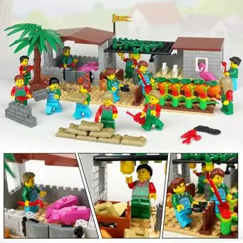 Креативная серия фермы, огород, мини-сцена с животными, аксессуары, модель моста, строительные блоки, кирпичи, игрушки, подарки