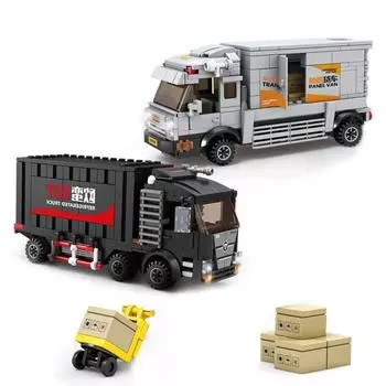 Креативная серия городских сцен, строительный блок, рефрижераторный ящик, грузовик, транспортное средство EST, модель грузовика, сборка автомобиля, игрушки для мальчиков