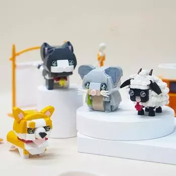 Креативная серия, строительные блоки для домашних животных, собак, кошек, овец, животных, строительные блоки, детские игрушки в подарок