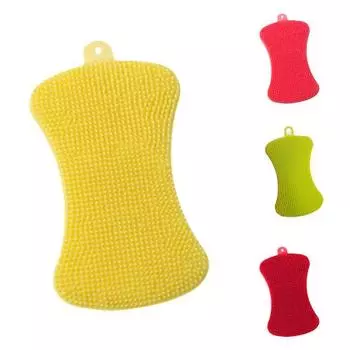 Креативная силиконовая шайба, антибактериальная щетка для мытья посуды, скребок для чистки кухни жёлтый