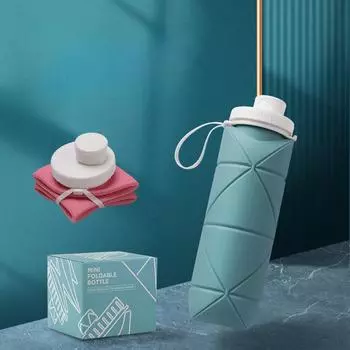 Креативная силиконовая складная чашка с соломой, чайник для занятий спортом на открытом воздухе, подарок, портативная телескопическая чашка для велоспорта, новинка 600ml