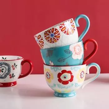 Креативная скандинавская индивидуальность в стиле ретро, кружка большой емкости, кружка для завтрака, кружка для молока, хлопьев, милая кружка для девочек, керамическая кружка для кофе 1