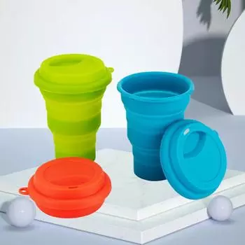 Креативная складная силиконовая чашка для воды, кемпинга, спорта, путешествий, портативная чашка, деловые подарки, карманная чашка 430ml1PCS