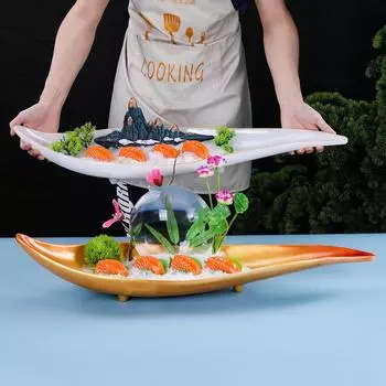 Креативная смола в японском стиле для гостиничного обслуживания, коммерческого использования, горячее блюдо, специальная ледяная тарелка, художественная концепция тарелки