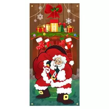 Yousheng Creative Dog Xmas Tree Gift Background Decor Christmas Door Warning Banner Outdoor Photo Christmas Hanging Fabric Hanging Blanket A