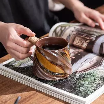 Креативная спиральная керамическая кружка из пеньковой веревки для офиса, кофейная кружка для послеобеденного чая, винтажная керамическая кофейная кружка для украшения гостиной, 320 мл 320ml белый