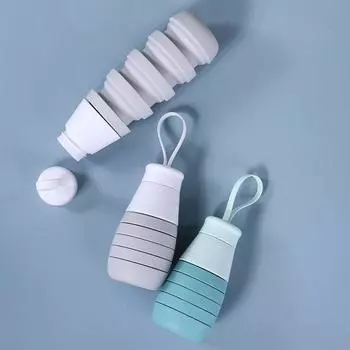 Креативная спортивная бутылка, складная выдвижная силиконовая чашка с ручкой, чашка для воды, портативная уличная бутылка для воды, подарок 500ml