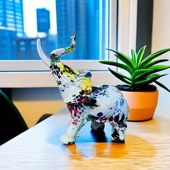 Креативная статуя в форме слона, граффити, рисунок на удачу, фигурка из синтетической смолы, форма для дисплея, офисный декор B