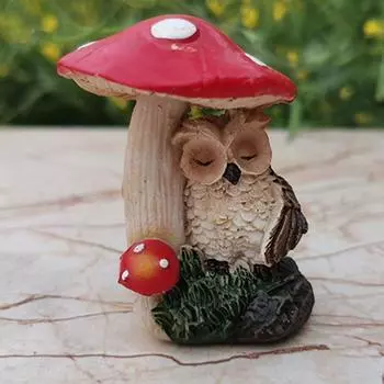 Креативная статуя животного, водонепроницаемая миниатюрная статуэтка, скульптура, сова, гриб, украшение для улицы Style 4