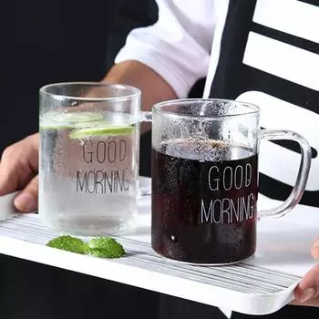Креативная стеклянная кружка для кофе, чая, напитков, милая буква, десерт, завтрак, чашка для молока, стеклянные кружки, ручка, посуда для напитков с ручкой 400 мл 350-400ml