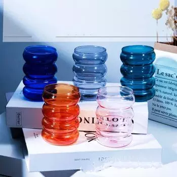 Креативная стеклянная кружка, термостойкий стакан, посуда для напитков, чая, сока, молока, кофе, кружка для дома, стаканы для воды, кружка с эффектом ряби 250 мл 300ml прозрачный