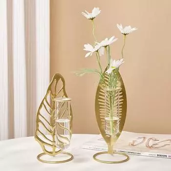 Креативная стеклянная железная ваза, украшение для рабочего стола, декор для гостиной