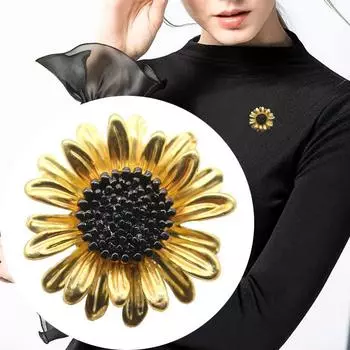 Креативная, стильная и простая, маленькая брошь в виде ромашки, женственный тренд, желтая брошь для воротника с подсолнухом, брошь-антиблик.
