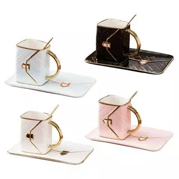 Креативная сумка-чашка для кофе, посуда для напитков, большая емкость, чайная кружка с подставкой и набором ложек, 310 мл, износостойкая, практичная 310ml