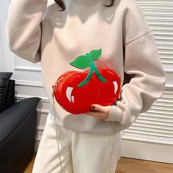 Креативная сумка через плечо Cherry Design для женщин, симпатичные сумки через плечо с цепочками, забавная новинка, сумка-мессенджер, маленькие женские кошельки 2025 красный