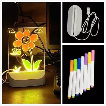 Креативная светодиодная доска для рисования с ночником DIY светящаяся доска для заметок детская игрушка для рисования Style 1-Single Color Lamp