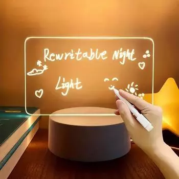 Креативная светодиодная доска для записей, блокнот, 3D-визуальная настольная лампа, подарок девушке, доска для записей ручной работы, декоративное украшение из акрила 18x13x5cm