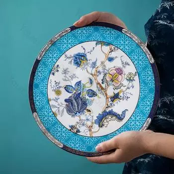 Креативная тарелка для ужина в китайском стиле, легкая, роскошная, ресторанная, тарелка для стейков, изысканная, цветочная, завтрак, салатная тарелка, домашняя посуда