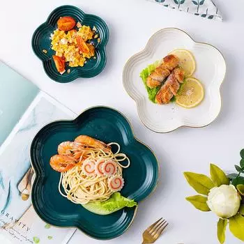 Креативная тарелка в форме цветка, керамическая тарелка для стейка, тарелка для салата, тарелка с фруктами, посуда, кухонные принадлежности, столовая одежда