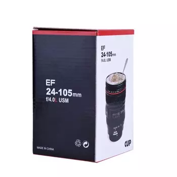 Креативная термокружка в форме объектива камеры из нержавеющей стали, термокружка для путешествий V, черная