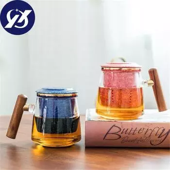 Креативная термостойкая стеклянная чашка с керамическим фильтром и крышкой, офисное ситечко для чая, пара, простая кружка для воды, посуда для напитков красный