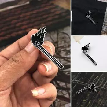 Креативная унисекс горящая спичка, воротник рубашки, лацкан, эмалированная пуговица, значок, брошь