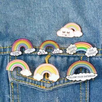 Креативная унисекс мультяшная брошь с радужным мостом, эмалированная булавка на джинсовом рюкзаке, значок