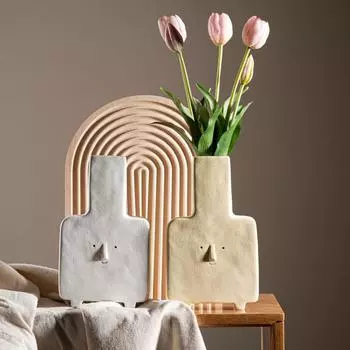 Креативная ваза для лица, керамическая гидропонная ваза, цветочная композиция, домашний декор, настольные украшения, украшение сада жёлтый