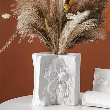 Креативная ваза для сухих цветов в форме человека с керамической подставкой для книг Креативный домашний книжный шкаф для хранения на рабочем столе Офисные подставки для книг Украшения