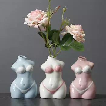 Креативная ваза для тела, украшения для дома, керамическая гидропонная ваза, горшок для растений, садовые принадлежности No.1