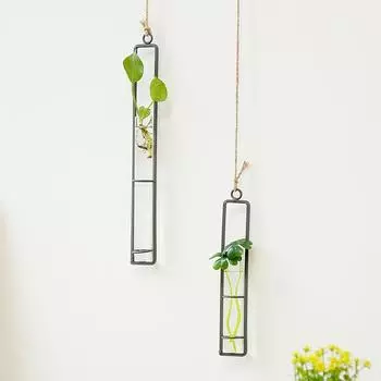 Креативная ваза из кованого железа из пеньковой веревки, настенное украшение для гостиной, гидропонное зеленое растение-укроп, контейнер для растений S