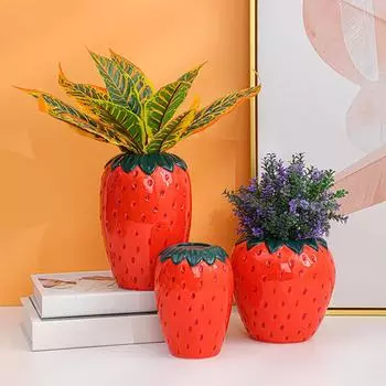 Креативная ваза с клубникой, керамическая гидропонная ваза, цветочная композиция, домашний декор, настольные украшения S-10.5x10.5x15cm