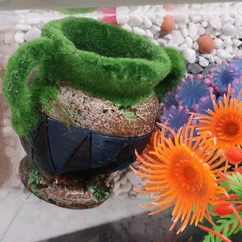 Креативная ваза с мхом, украшение для аквариума, имитация приюта для водных животных, настольный компьютер 11x6.9x8.8cm