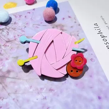 Креативная вязаная брошь-шар, женская акриловая мультяшная трехмерная декоративная булавка, высококачественная булавка розовый