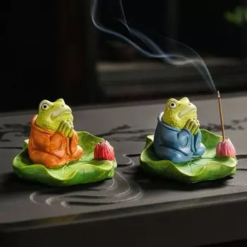 Креативная вставка для благовоний в виде лягушки Керамическая нить Держатель для благовоний Курильница для дома оранжевый
