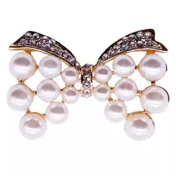 Креативная высококачественная белая жемчужина бант жемчужная брошь женская сплав горный хрусталь платье брошь с аксессуарами булавка