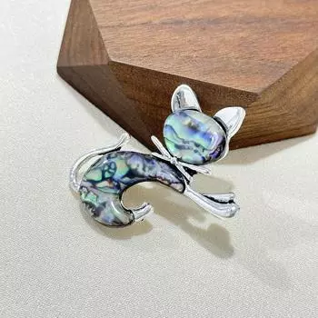 Креативная высококачественная брошь в виде кошки из ракушки, модная персонализированная брошь из сплава