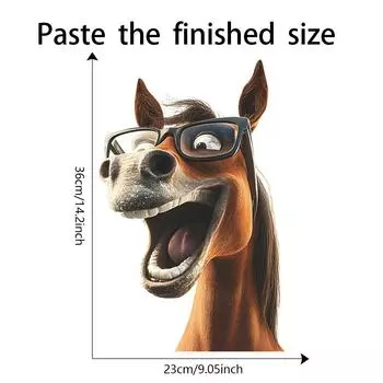 Креативная Забавная Наклейка на Стекло с Головой Лошади, Домашний Декор, Съемная Декоративная Наклейка на Окно