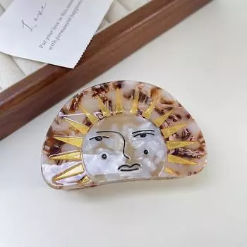 Креативная Забавная Полукруглая Солнечная Ацетатная Заколка для Волос для Женщин Девушек Универсальные Аксессуары для Волос Простая Заколка-Акула Подарки