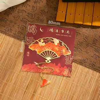 Креативная закладка в китайском стиле, нежная полая веерообразная металлическая закладка с кисточкой, канцелярские принадлежности, принадлежности для чтения для студентов, подарки