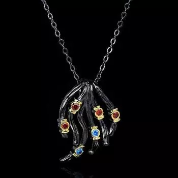 Креативная женская цепочка для ожерелья, подвеска в виде древесной лозы, цветные ювелирные изделия из циркона, ювелирные изделия из черного золота, цепочка для свитера чёрный