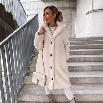 Креативная зимняя куртка 2024 года в британском стиле с пушистыми лацканами, обычная женская шерстяная куртка S абрикосовый