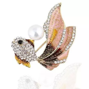 Креативная золотая цветная рыбка-животное брошь женская индивидуальность дизайн цветной хвост градиент цвет жемчужный корсаж брошь