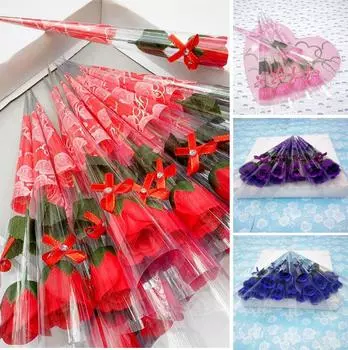 Креативное 10 шт., искусственное мыло с одним стеблем, цветы, украшение, подарочный декор фиолетовый