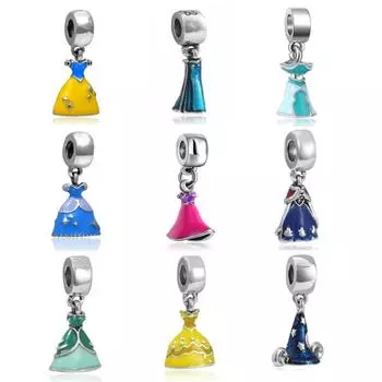 Креативное эмалированное платье принцессы Sweetie, бусины с посеребренным покрытием, подвеска с большим отверстием, изготовление ювелирных изделий 1